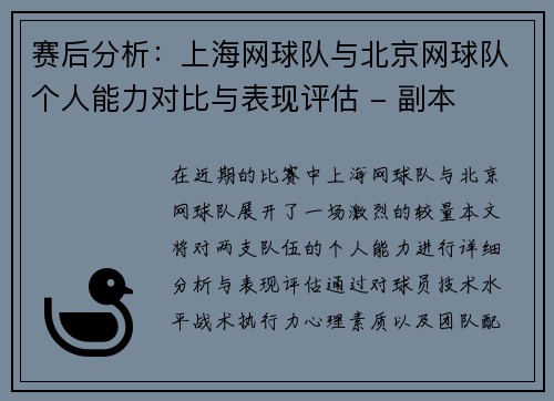 赛后分析：上海网球队与北京网球队个人能力对比与表现评估 - 副本